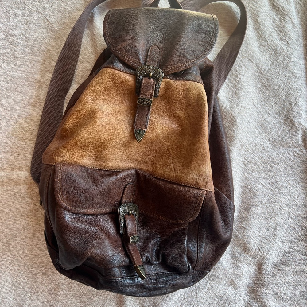Free People Brown and Tan Leather Backpack - Picture 4 of 9